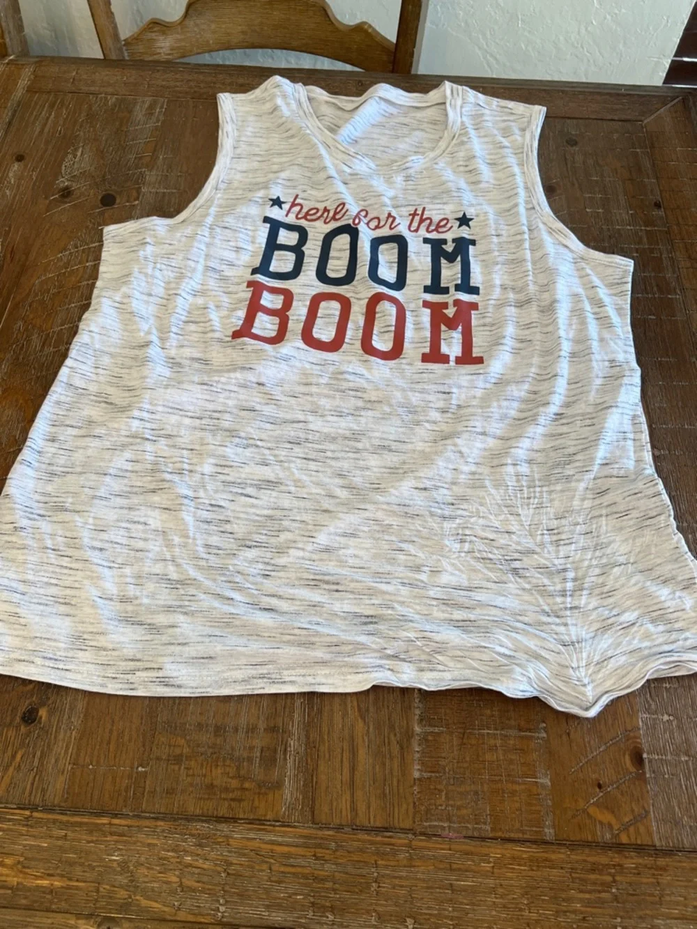 Women’s Gray Knit Tank Top with Red & Navy 'Boom Boom' Graphic - Picture 4 of 7